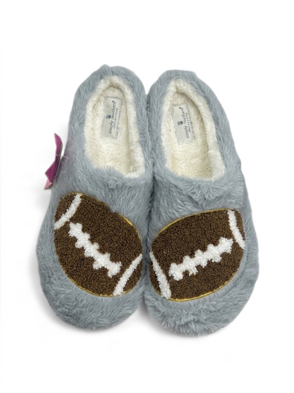 Simply Southern Football Bunny Slippers XL XXL 9-11 Plush Sherpa NWT